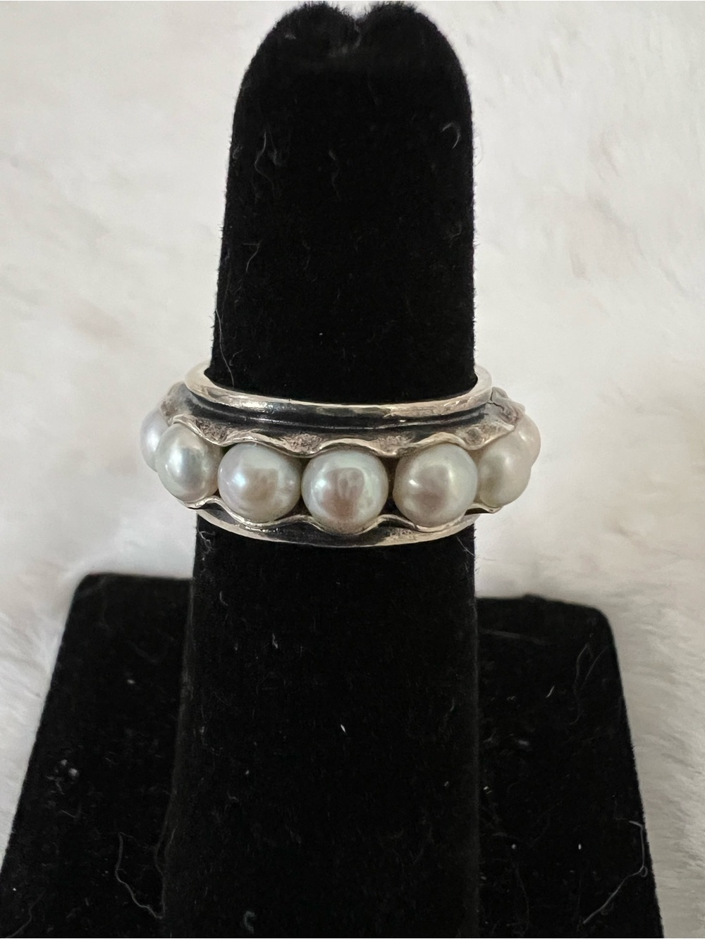 Silpada Sterling Silver Pearl Band Ring - White Pearls